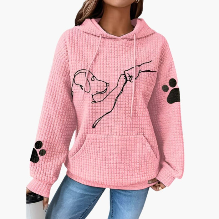 Damhoodie med hundmotiv