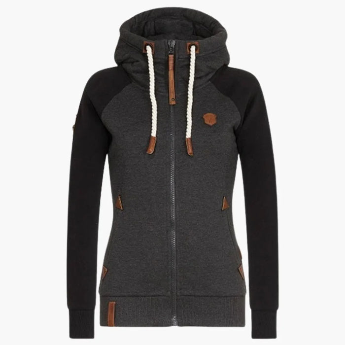 Damhoodie med dragkedja och justerbar huva