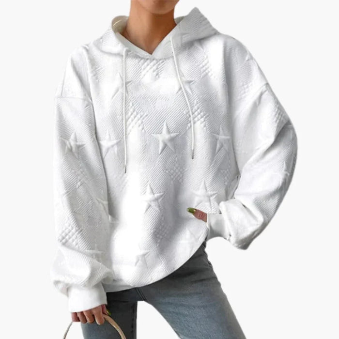 Damhoodie med dragsko och långa ärmar