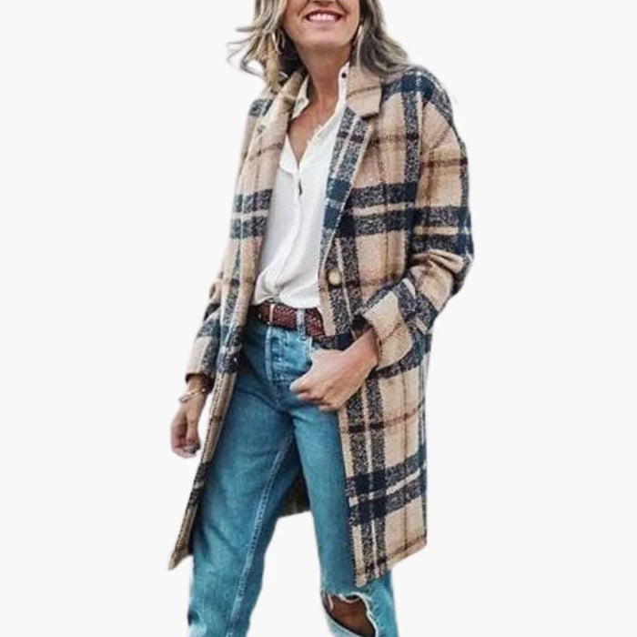 Cappotto lungo da donna con chiusura a bottoni