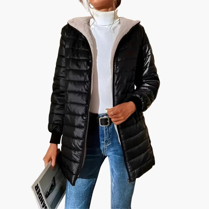 Manteau pour femme avec fermeture éclair et capuche