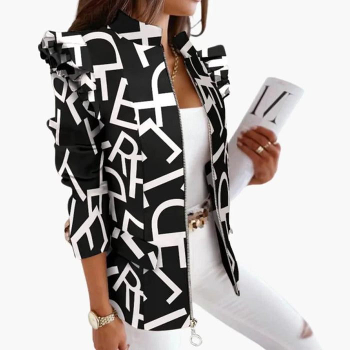 Women���s Pattern Jacket with Zipper