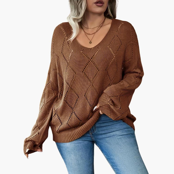 Maglione oversize da donna con scollo rotondo e maniche lunghe