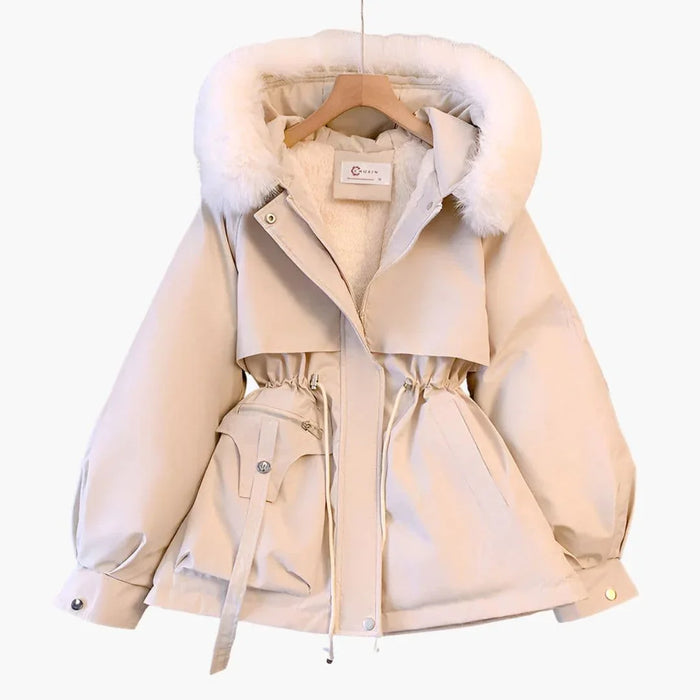 Damenparka mit Kapuze und verstellbarer Taille
