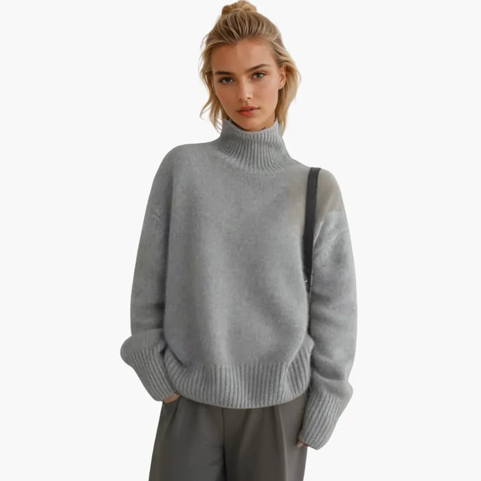 Damenpullover mit Rollkragen und Rippbündchen
