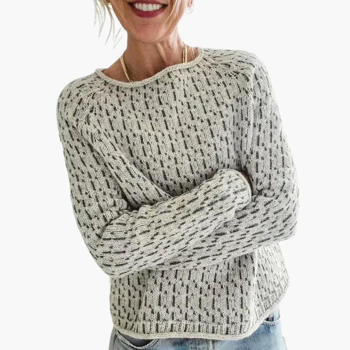 Women's Sweater with Round Neck and Striped Pattern