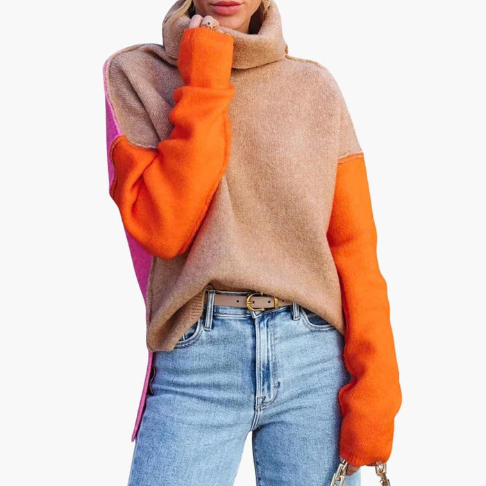 Pull pour femme à col roulé et coupe ample