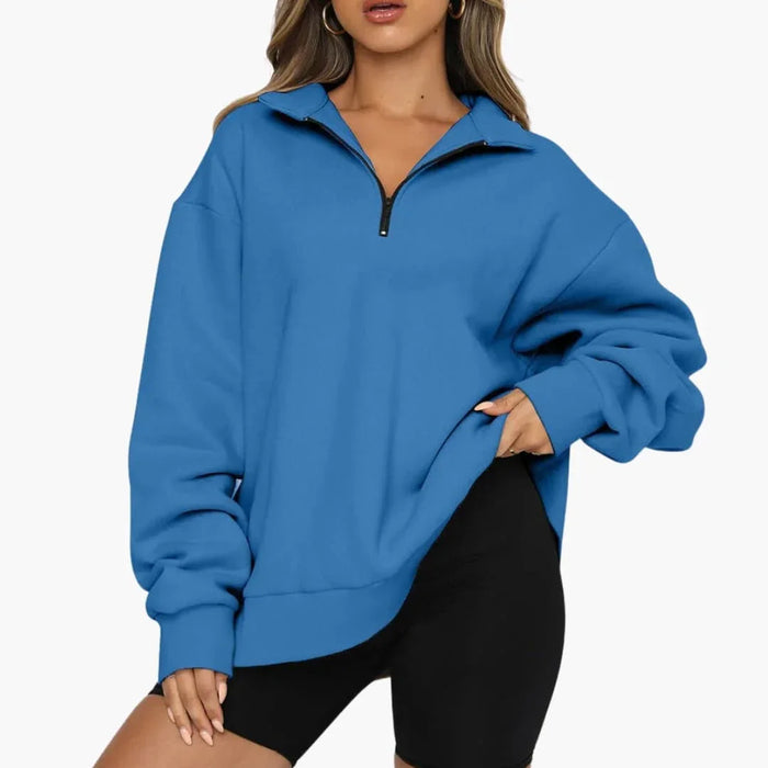 Maglione da donna in maglia con mezza cerniera