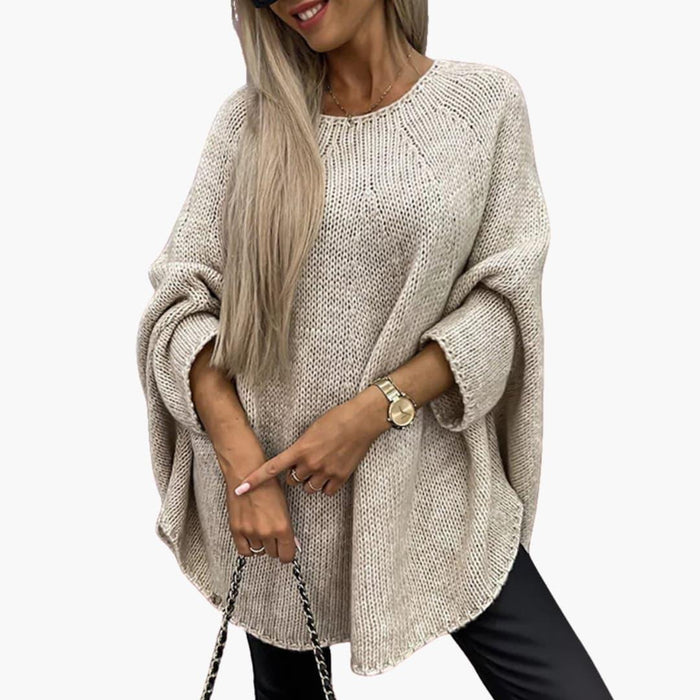 Maglione oversize lavorato a maglia da donna con vestibilità ampia e collo rotondo
