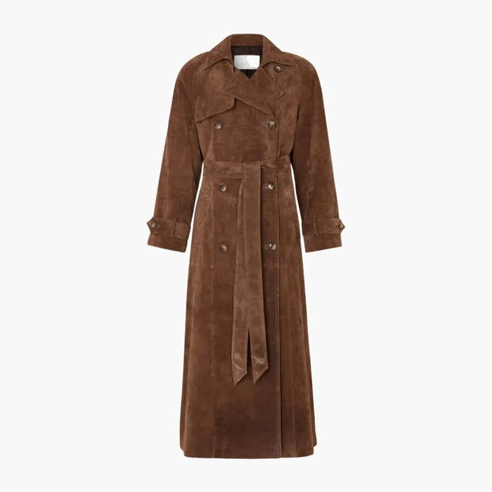 Damestrenchcoat met reverskraag en ceintuur