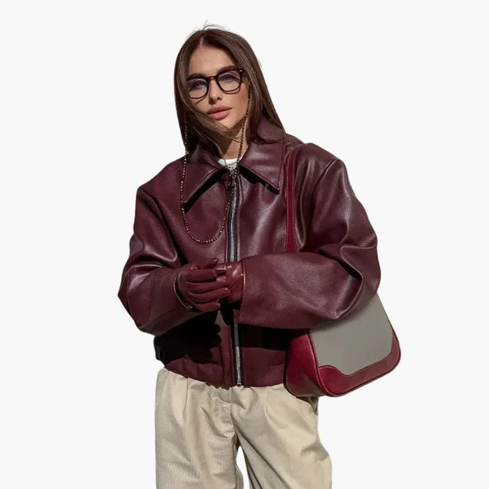 Veste pour femme avec fermeture éclair sur le devant et col large