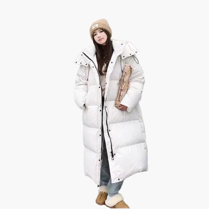 Women's Long Puffer Jacket with Hood