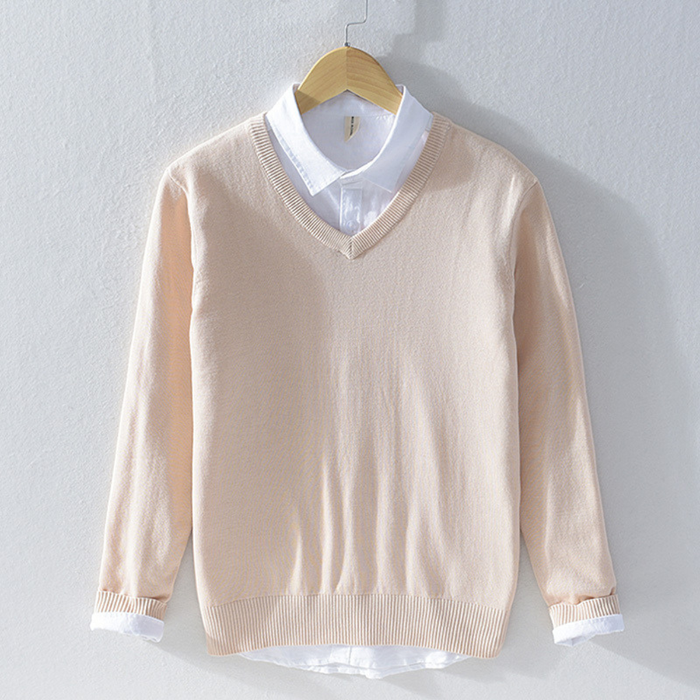 Maglione da uomo in maglia con scollo a V e maniche lunghe, casual ed elegante