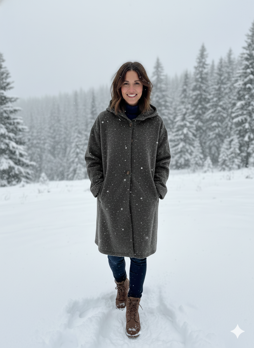 Women's Elegant Windproof Coat with Comfortable Hood
