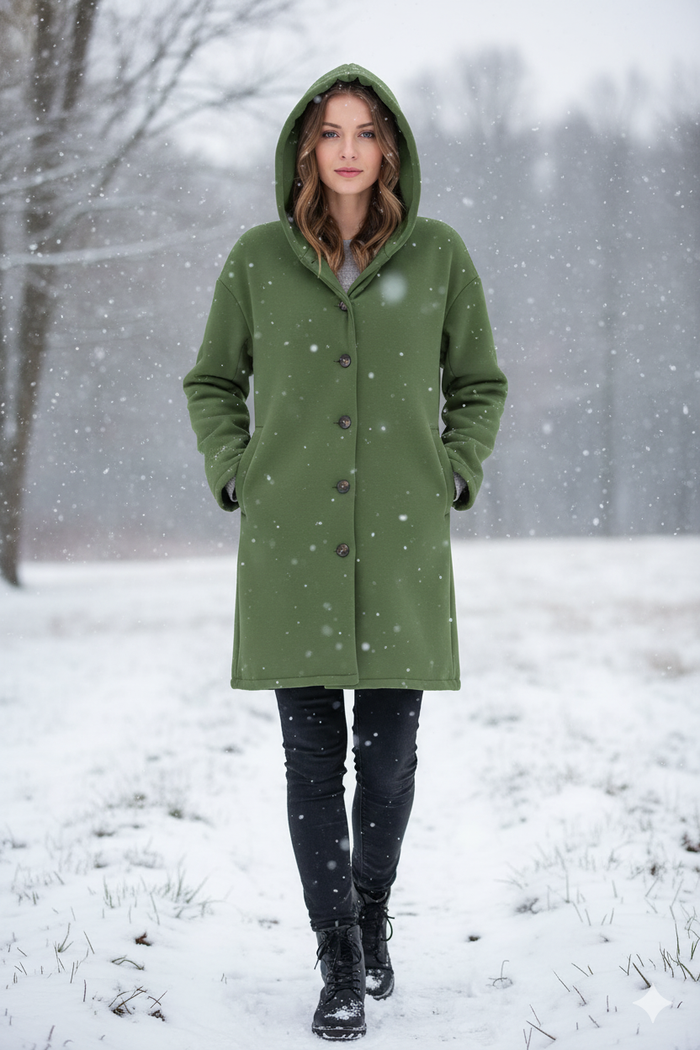 Cappotto elegante da donna, antivento e con cappuccio comodo