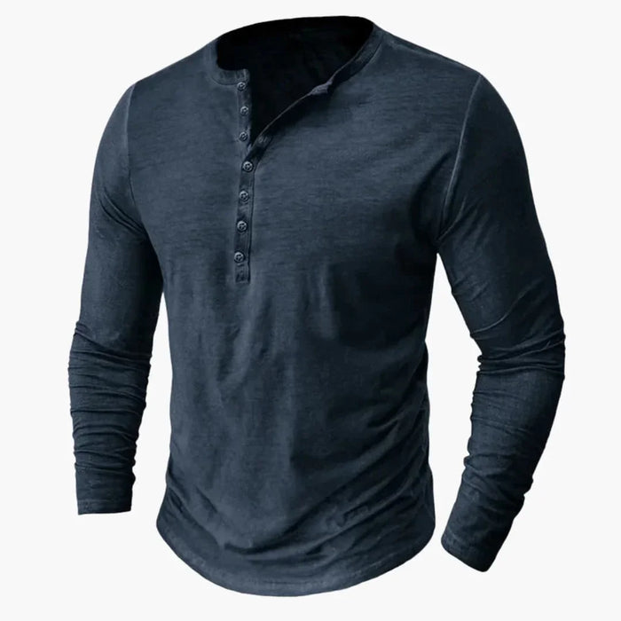Camisa Henley para hombre con tapeta de botones y mangas largas