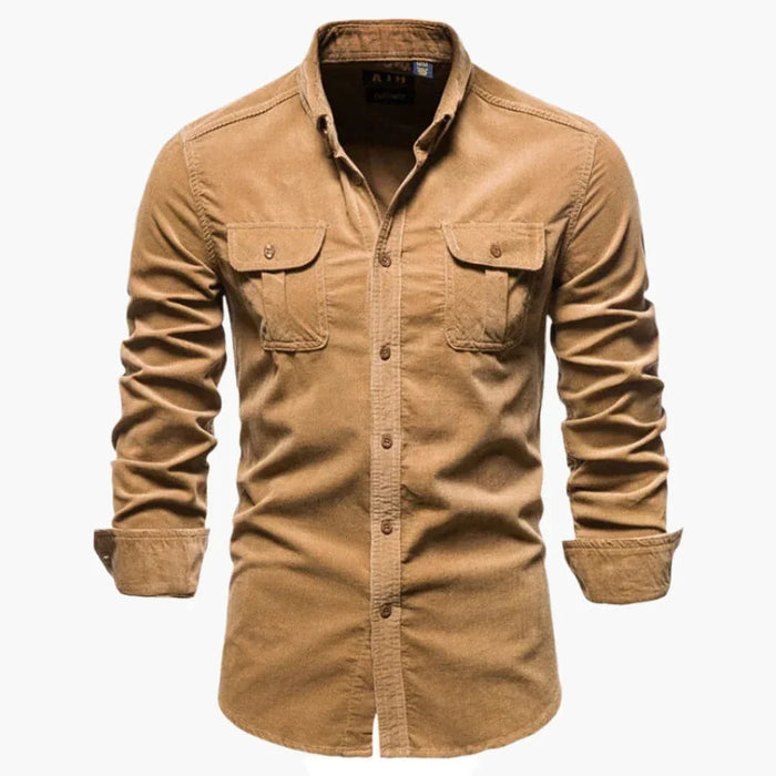 Men's Cord Shirt with Button Closure and Chest Pockets