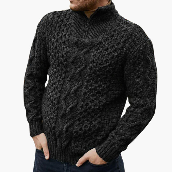 Maglione da uomo con mezza cerniera e collo alto