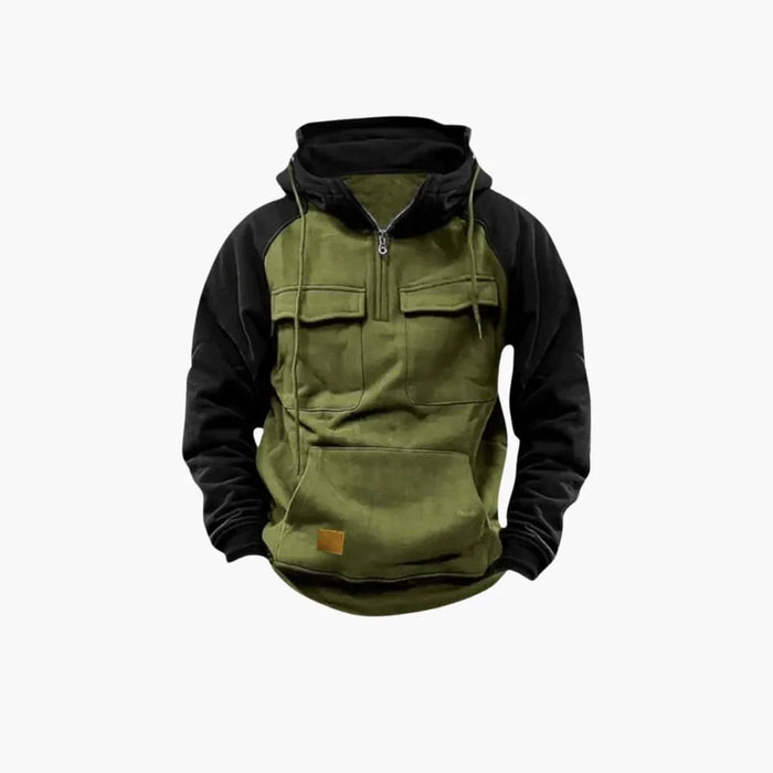 Men's Hoodie with Chest Pockets and Quarter Zip