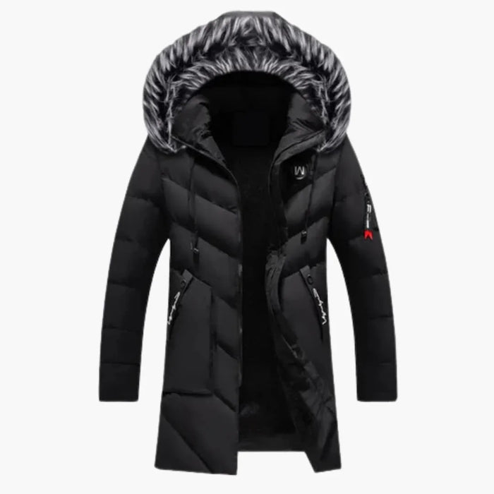 Herrenparka mit Kapuze und Steppoberfläche