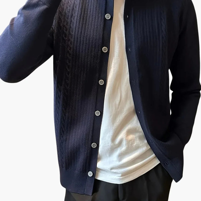 Men's Sweater with Shawl Collar and Button Closure