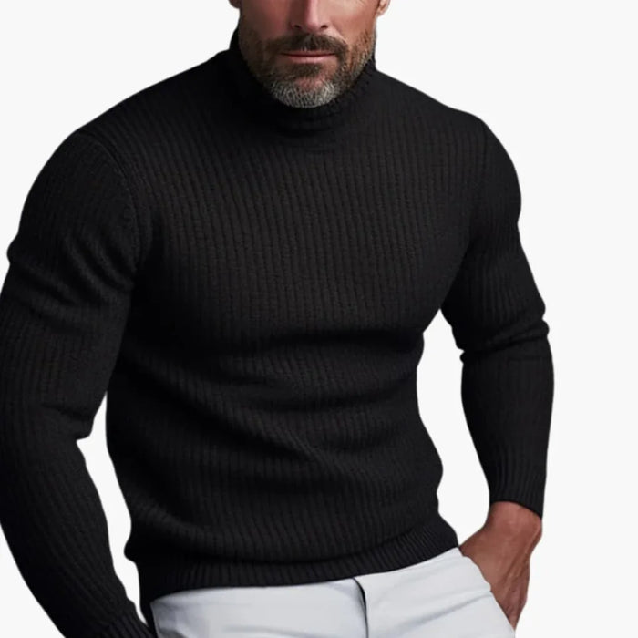 Pull à col roulé pour homme avec motif en maille côtelée