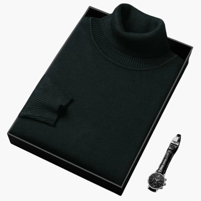 Maglione da uomo a collo alto con maniche lunghe e orlo a coste