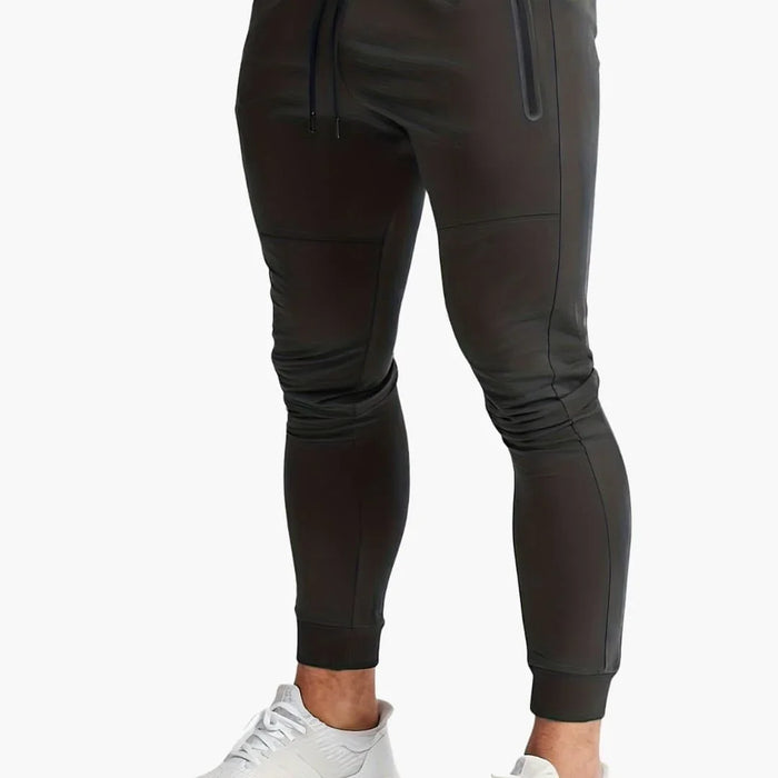 Pantalon de jogging slim pour homme avec fermeture éclair et taille mi-haute