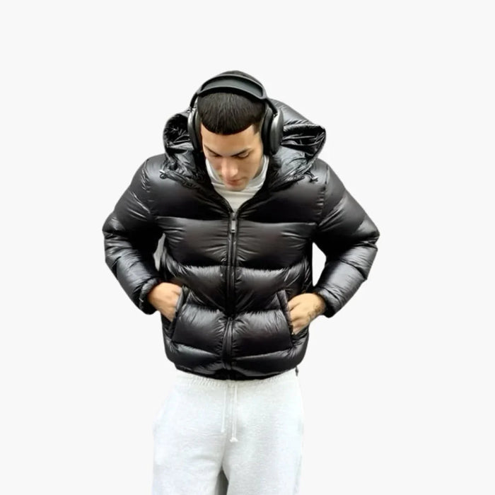 Herren-Steppjacke mit Kapuze und Seitentaschen