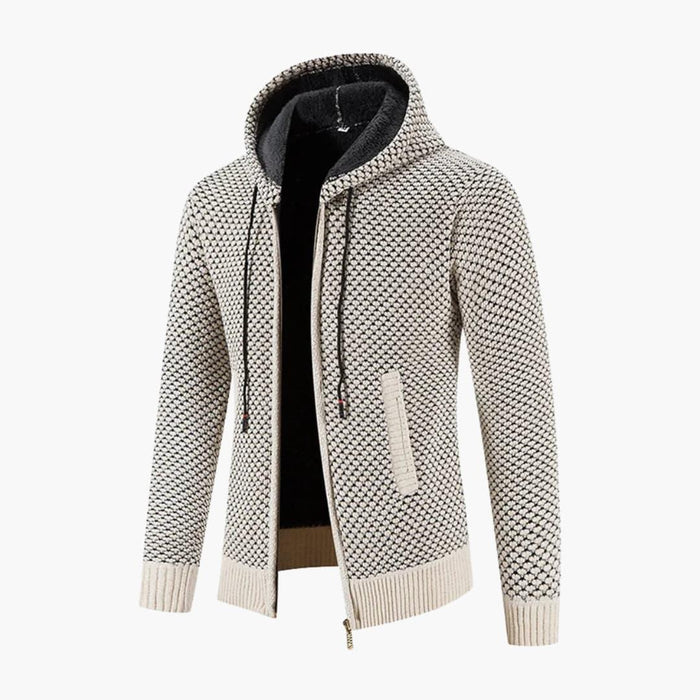 Giacca in maglia da uomo con cappuccio e cerniera