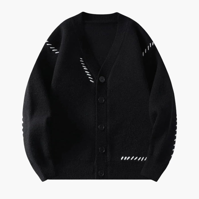Cardigan da uomo con patta con bottoni e scollo a V