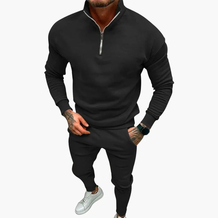 Survêtement homme avec col zippé et pantalon assorti