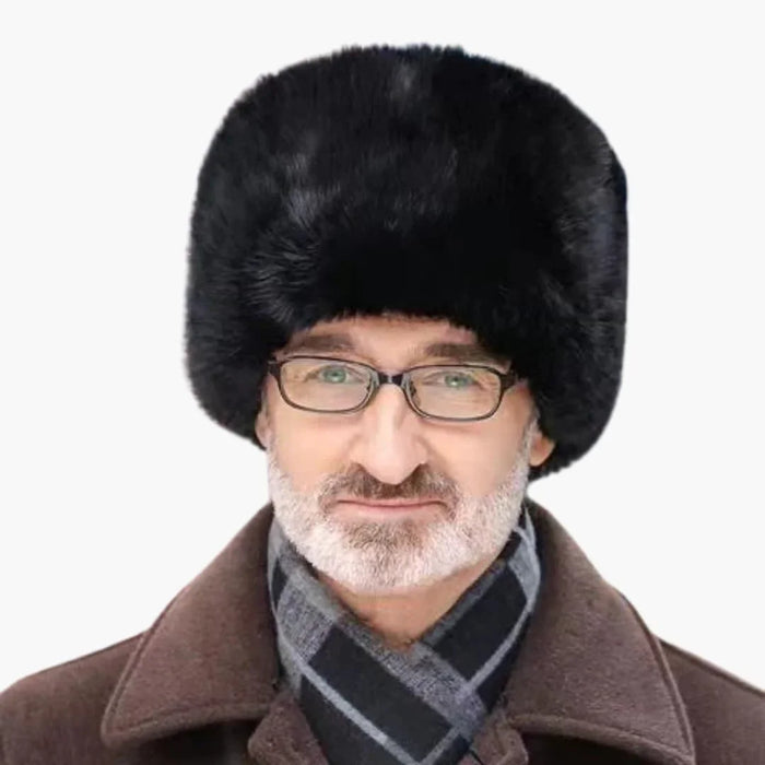 Men's Winter Hat Made of Faux Fur with Ear Flaps and Lined Interior