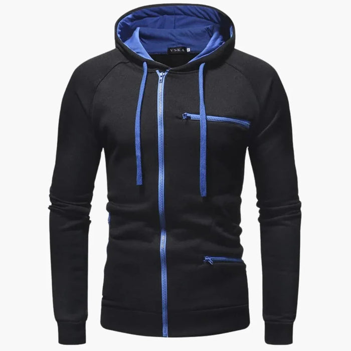 Sweat à capuche pour homme avec fermeture éclair et poches