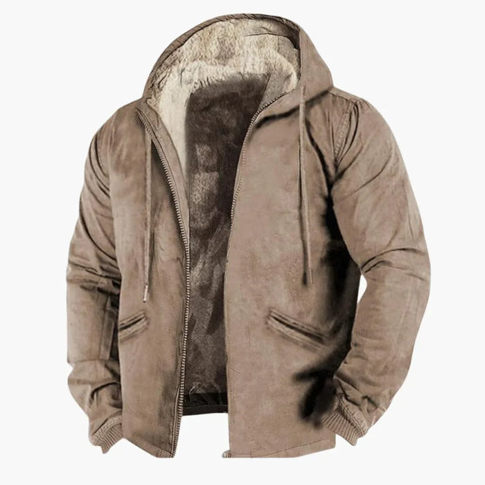Men's Zip-Up Hooded Jacket with Lined Interior
