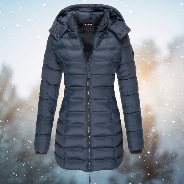 Dames parka van middellange lengte met capuchon en comfortabele voering voor de winter
