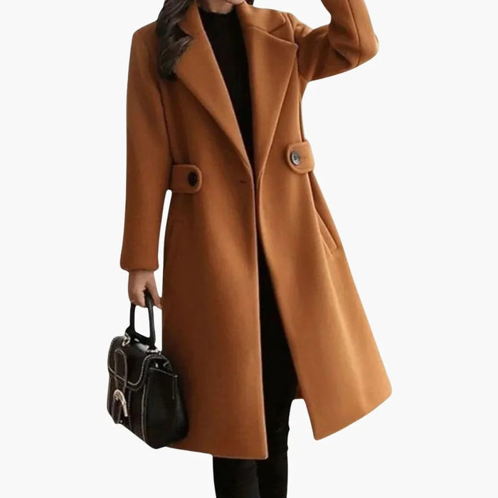 Manteau long pour femme avec col à revers et fermeture à boutons