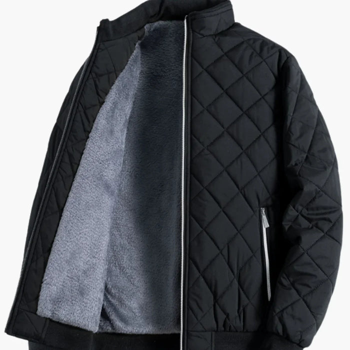 Men's Jacket with Quilting and Snap Button Closure