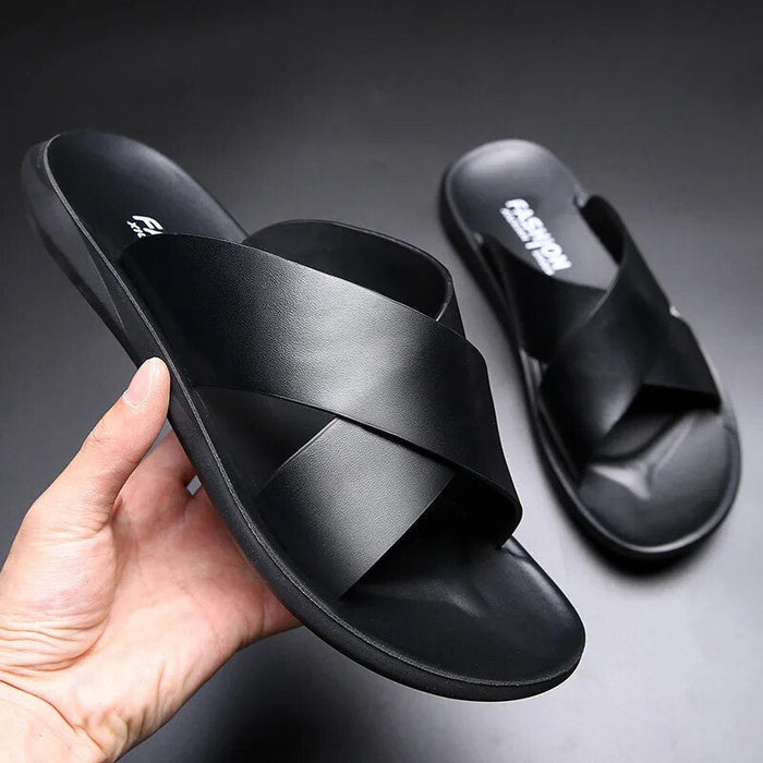 Sandales pour hommes avec brides croisées et semelle antidérapante