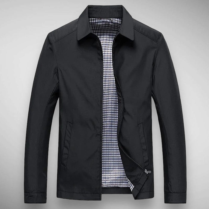 Herren-Harringtonjacke mit Karofutter und Kragen