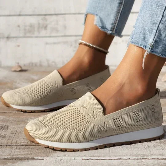 Women's Knit Slip-On Trainers with Perforated Upper