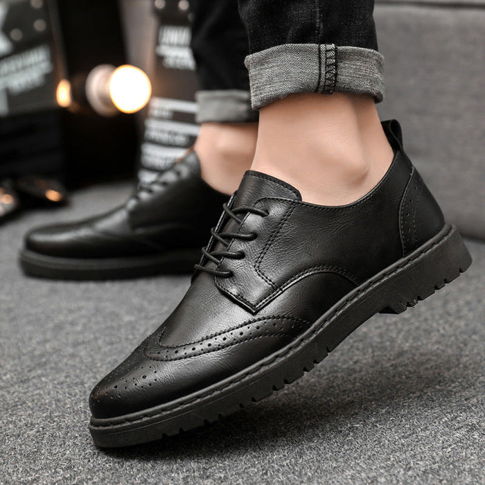 Men's Two-Tone Brogue Lace-Up Shoes with Pull Tab