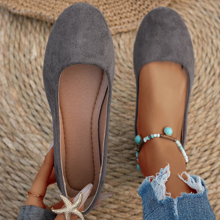 Dames ballerinaer med rund tå og slip-on-design for fritid