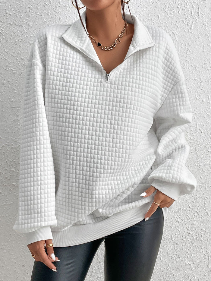 Women's Quilted Half-Zip Sweatshirt Relaxed Fit