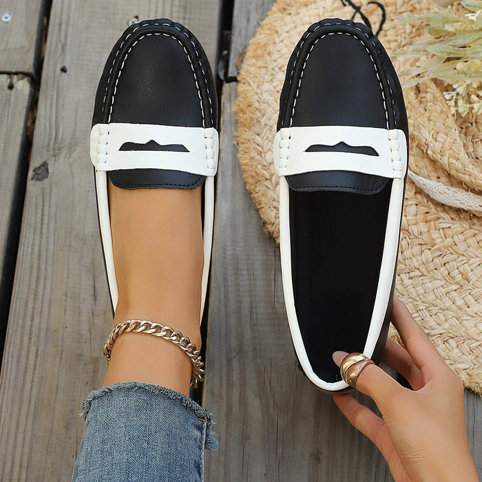 Women's Two-Tone Loafers with Contrast Stitching
