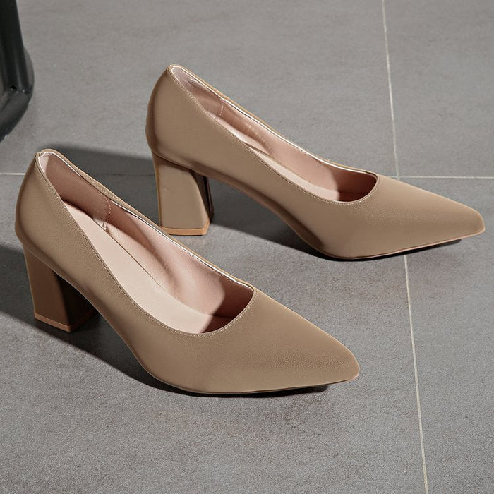 Damen-Pumps mit Blockabsatz und spitzer Zehenpartie