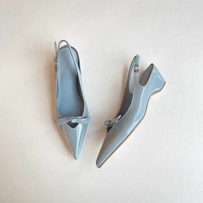 Dameballerinaer med spiss tå, slingback og sløyfedetalj