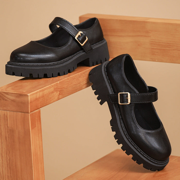 Damen-Plateauschuhe im Mary-Jane-Stil mit verstellbarem Riemen