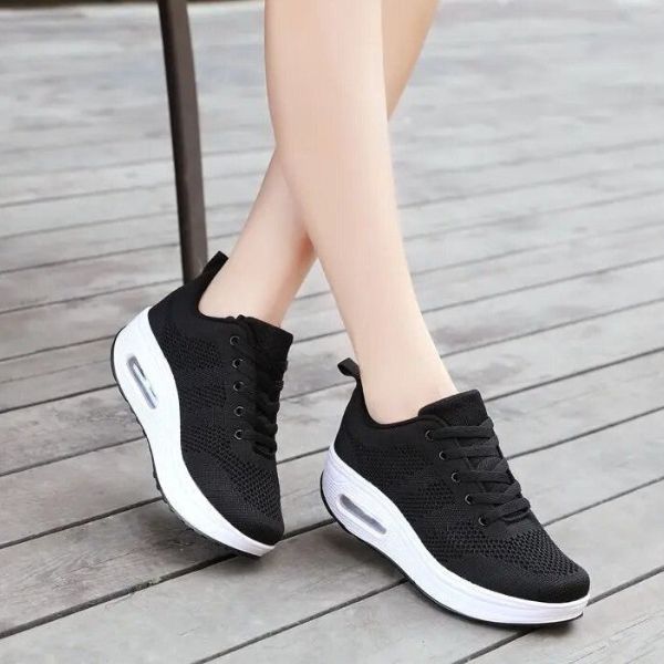 Damen-Mesh-Schuhe mit Luftpolsterung und Schnürung