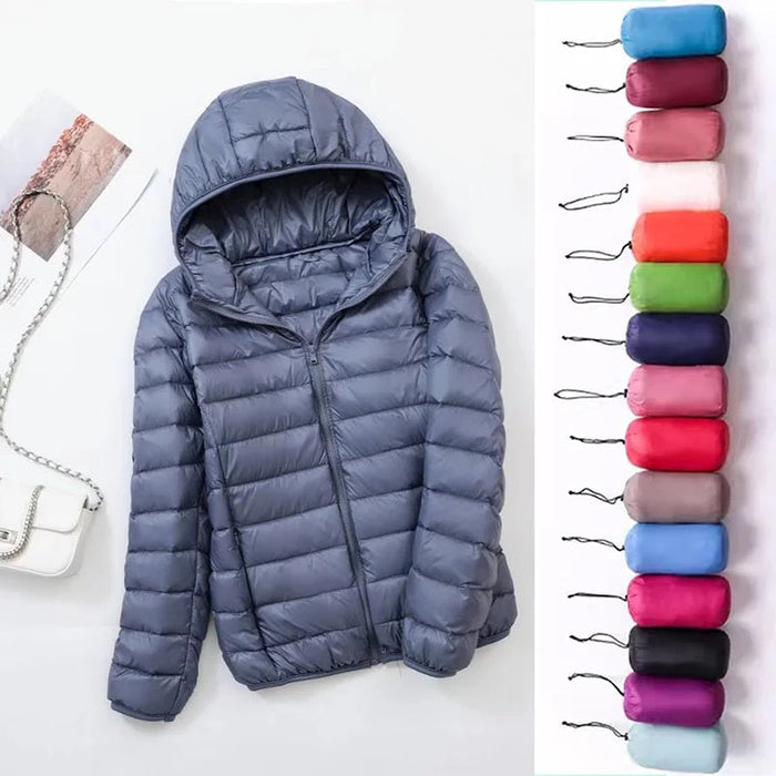 Omkeerbare donsjas voor dames met getailleerd silhouet